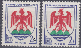 18123 Variété : N° 1184 Blason Nice Anneau Lune Dans 2f + Normal  ** - Neufs