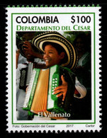 05F- KOLUMBIEN - 2017 -MNH – VALLENATO TRADITIONAL MUSIC – ACCORDION - CESAR DEPARTMENT 50 YEARS - Colombie