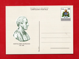 /ScC) S.Marino **- 1981 - Cartolina Postale - PERSONAGGI- B. BORGHESI, C 50 . MNH - Postal Stationery