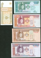 Mongolei Lot Mit 5 Banknoten, Alle Bankfrisch - Mongolia