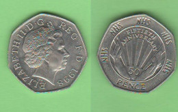 50 Pence 1998 UK England Britain Bretagne Regno Unito Inghilterra 50° Nstional Health Service Sanità - 50 Pence