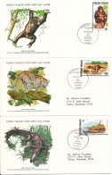 Togolaise FDC 13-6-1977 Set Of 3 Wild Animals On 3 WWF Covers With Cachet - FDC