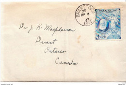 Postal History: Canada Cover With The Issue Day Cancel - Storia Postale