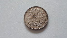 PAYS-BAS WILHELMINA 25 CENTS 1941 ZILVER/ARGENT/SILVER/SILBER/PLATA/ARGENTO ONLY 5.000.000 COTES : 1€-4€-5€-8€ - 25 Centavos