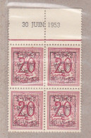 1953 Nr PRE627** Zonder Scharnier,blokje Van 4:Roest-zie Scans.Heraldieke Leeuw:20c. - Typografisch 1951-80 (Cijfer Op Leeuw)