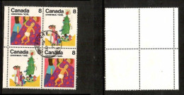 CANADA   Scott # 676-7 USED SE-TENNANT BLOCK Of 4 (CONDITION AS PER SCAN) (CAN-224) - Blocks & Sheetlets