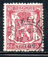 BELGIQUE BELGIE BELGIO BELGIUM 1935 1948 1946 COAT OF ARMS LION 65c USED OBLITERE' USATO - Gebruikt