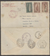HONDURAS. 1933 (5 July). La Ceiba - Macau, China (12 Aug). Reg Air Prefranked. Via NY (4 July), S.Fco (18 July Date Erro - Honduras