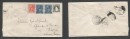 HONDURAS. 1895 (14 Aug) Tegucigalpa - Switzeland, Zurich (16 Sept) Sc Blue Stat Env + 3 Adtls, Blue Rolling Lines Cachet - Honduras