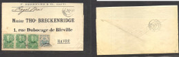 HAITI. 1899 (3 Jan) Jacmel - France, Havre (20 Jan) Via Royal Mail. Multifkd Env At 10c Rate Incl Palms 2nd Design. Fine - Haiti