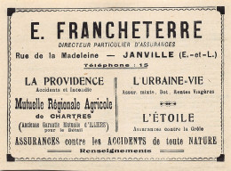 Janville (E.-et-L.) - Rue De La Madeleine - Mutuelles - E. Francheterre - Pubblicitari