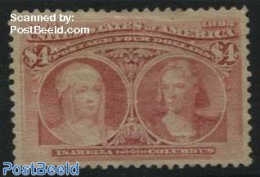 United States Of America 1893 4$ Rosa, Unused Without Gum, Tiny Brown Spot On Perf., Unused (hinged) - Nuevos