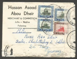 JORDAN. C.1948 (28 Jan). Nablus - Germany. Multifkd Env German Labels. Scarce Usage. Postal Resealing. - Jordanie