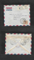 JORDAN. 1952 (20 Oct) Palestine - Tranjordan, Tulkarm - UK, London. Registered Air Single Fkd Envelope. VF + Nice Origin - Jordanie