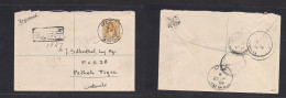 JORDAN. 1928 (22 Jan) Transjordan. Amman - Pethah, Tigua (25 Jan) Via Haifa, Palestine. Registered Single 90c Fkd Env. - Jordanie