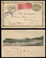 JAPAN. 1898. Kamakura - France. Ilustrated Stat Card + 2 Adtls X2s. Via Yokohama. Very Scarce Item. Overseas Usage. - Altri & Non Classificati