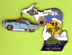 Pin's Club Lions Michigan Ford Thunderbird Bleu - 6B09 - Ford