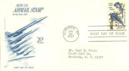 U.S.A.. -1967 -  FDC STAMP OF NEW US AIRMAIL STAMP SENT TO NEW YORK. - Storia Postale