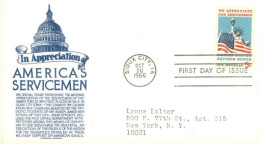 U.S.A.. -1966 -  FDC STAMP IN APPRECIATION OF AMERICA'S SERVICEMEN SENT TO NEW YORK. - Briefe U. Dokumente