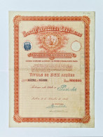 PORTUGAL - LISBOA - Banco Portuguez E Brazileiro. Titulo De Dez Acções Nºs. 65291 A 65300 - 30SET1919 - Bank En Verzekering