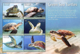 Saint Vincent 2018 Green Sea Turtles 6v M/s, Mint NH, Nature - Reptiles - Turtles - St.Vincent (1979-...)