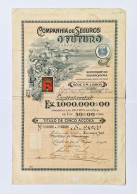 PORTUGAL -LISBOA - Companhia De Seguros - O Futuro - Titulo De Cinco Acções - Nº 5516 A 5520 - 250$00 - 20MAI1915 - Banco & Caja De Ahorros