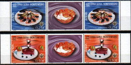 Montenegro 2005 Europa CEPT Gastronomy Fishes And Olives, Middle Row MNH - Montenegro
