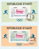 HAITI 2 Bloc Feuillet De 1 Timbre Jeux Olympiques 1896 - 1968 - Mexico 68 (1 Dentele Et 1 Non Dentelé) Numéroté - Haiti
