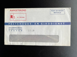 NETHERLANDS 1973 REGISTERED ENVELOPE POSTCHEQUE- EN GIRODIENST NEDERLAND AANGETEKEND POSTGIRO GKT 460 AH - Cartas & Documentos