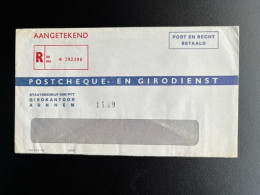 NETHERLANDS 1973 REGISTERED ENVELOPE POSTCHEQUE- EN GIRODIENST NEDERLAND AANGETEKEND POSTGIRO GKT 460 AH - Covers & Documents