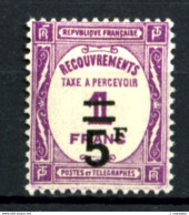 Taxe  65 - 5F Sur 1F Lilas - Neuf  N* - Très Beau - 1859-1959 Mint/hinged