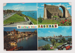 Iraq Greetings From BAGHDAD Street, Old Cars, Bus, Ruins View, Vintage Photo Postcard RPPc AK (68627) - Irak
