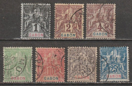 Gabon N° 16, 17, 18, 19, 20, 21, 23 - Oblitérés