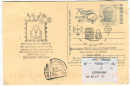 Postcard Stationery India 2023 Data Privacy Amripex Postage Due - Lettres & Documents