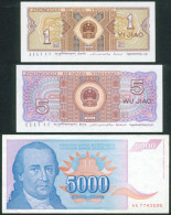 China, Jugoslawien Lot Mit 3 Banknoten, Bankfrisch, I-II - Chine