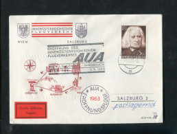 "OESTERREICH" 1963, AUA-Erstflugbrief "Wien-Salzburg" (80144) - Erst- U. Sonderflugbriefe