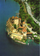 VEYTAUX, VAUD, CHATEAU DE CHILLON, CASTLE, ARCHITECTURE, LAC LEMAN, BOATS, CARS, BUS, SWITZERLAND, POSTCARD - Veytaux