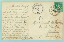 Postkaart Met Sterstempel MUSSON - 1913 - Cachets à étoiles