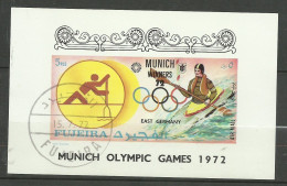 Bloc Non Dentelé Fujeira Vainqueurs  J.O.de Munich Avec Cachet 1er Jour 15 Juillet 1972  Kayak Monoplace Hommes    TB - Canoë