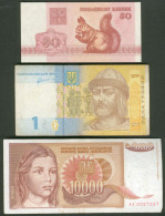 Litauen, Ukraine, Jugoslawien Lot Mit 3 Banknoten, I-II, II,III - Oekraïne