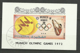 Bloc Non Dentelé Fujeira Vainqueurs  J.O.de Munich Avec Cachet 1er Jour 15 Juillet 1972 Plongeon Femmes   TB - Tuffi