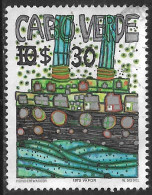 Cabo Verde – 1985 Steamboat Surcharged 30 Over 10$ Used Stamp - Cape Verde