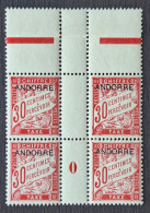 Andorre 1931/32 Taxe 3 En Bloc De 4 BdF Millesime 0  **TB - Neufs