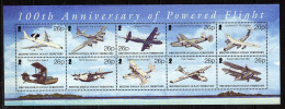 British Indian Ocean Territory (BIOT) - 2003 Airplanes - The 100th Ann. Of Powered Flight. M/S MNH** - Britisches Territorium Im Indischen Ozean