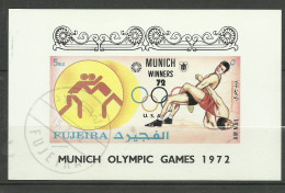 Bloc Non Dentelé Fujeira Vainqueurs  J.O.de Munich Avec Cachet 1er Jour 15 Juillet 1972 Lutte Libre Mi Lourds  TB - Ringen