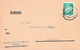 DDR Dienst Drucksache Bezirks Hygiene Institut Zwickau 1955 -  Mahnung - Covers & Documents