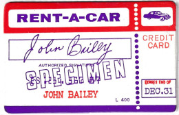 Calendarietto - Rent A Car - John Bailey - Anno 1996 - Petit Format : 1991-00