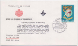 Masonic History Of Monaco, English Lodge No. 4626, Hercules Lodge, Freemasonry, Masonic, Monaco FDC - Freimaurerei