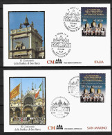 1994 Joint/Congiunta Italy And San Marino, BOTH FDC'S WITH 1 STAMP: San Marco Church - Emissions Communes