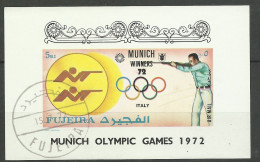 Bloc Non Dentelé Fujeira Vainqueurs  J.O.de Munich Avec Cachet 1er Jour 15 Juillet 1972 Tir Fosse Olympique   TB - Tir (Armes)